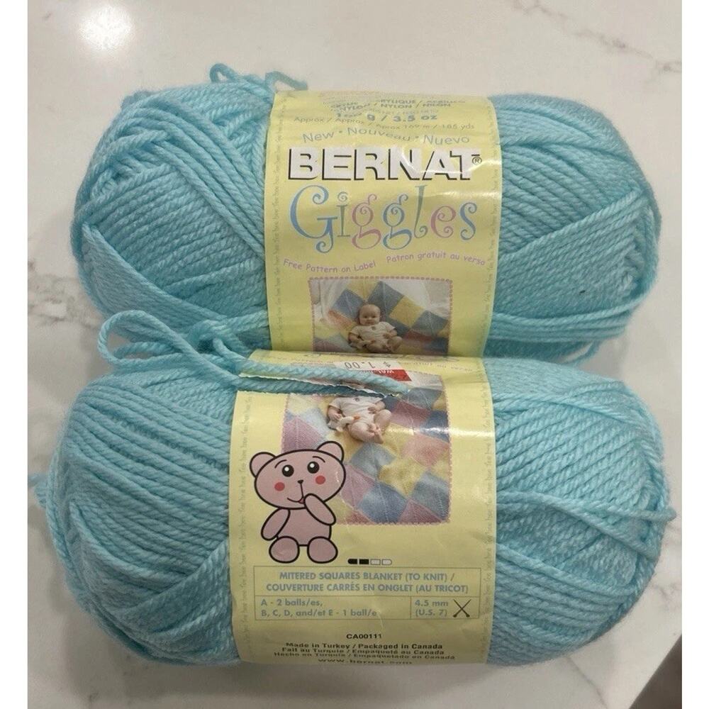 Lot of 2 Bernat Giggles Skeins Yarn Med 4 Acrylic Worsted #56230 Giggling Green
